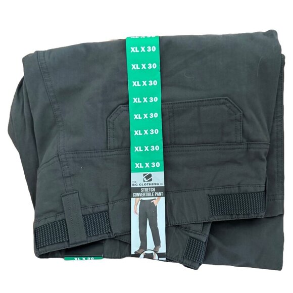 NWT BC Clothing Men's Convertible Pants / Shorts Charcoal, XL x 30 - Picture 2 of 8